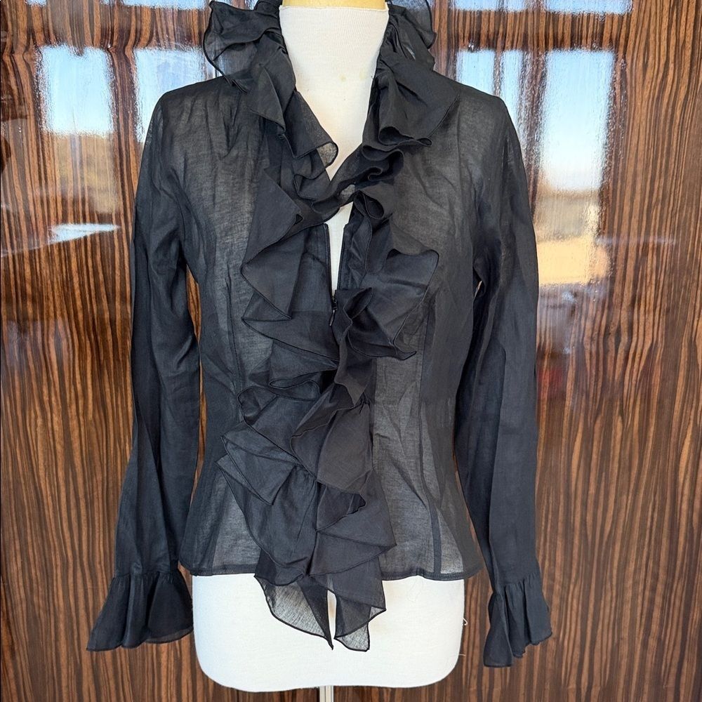 Anne Fontaine Black Ruffle Blouse